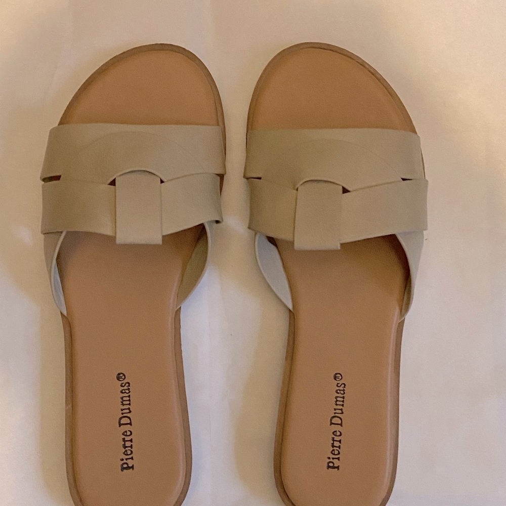 Nude slip on sandals